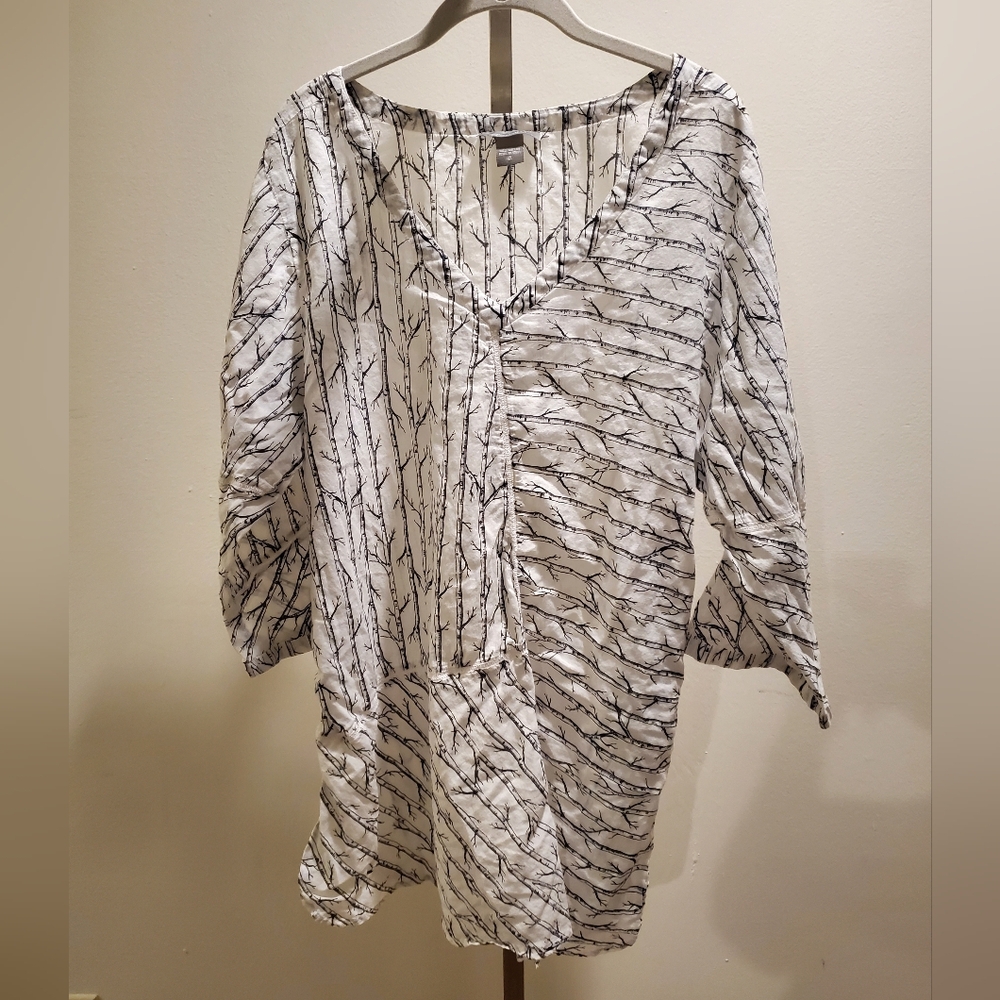 Peppermint Bay Women's Quarter Sleeve Tunic Tree Print  Blouse  Pockets Size 1X